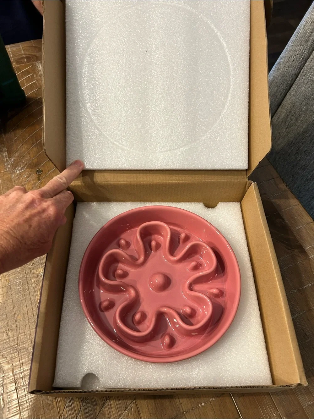 Slow Feed Dog Bowl - Pink Ceramic Slow Feeder